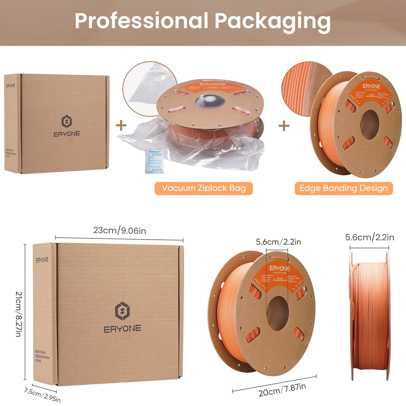 ERYON High Speed Matte Dual-Color PLA Filament for 3D Printers,1kg (2.2LBS)/Spool 1.75mm,Accuracy +/- 0.03 mm