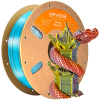 PLA Silk Triple-Color Filament - 1.75mm±0.03mm (1kg) - 1 KG / Sapphire green & Orange red & Gold
