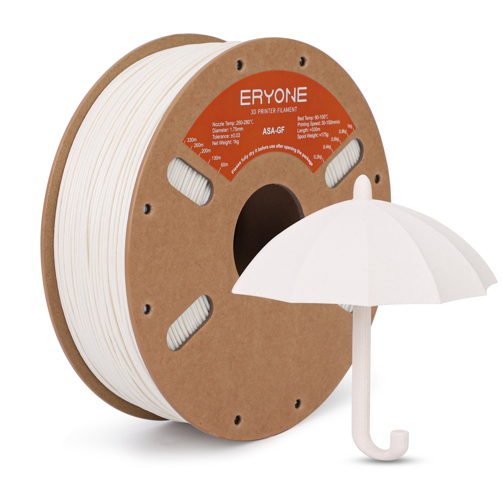 ERYONE ASA Fiberglass 3D Printer Filament 1.75mm, Dimensional Accuracy +/- 0.05 mm 1kg (2.2LBS)/Spool