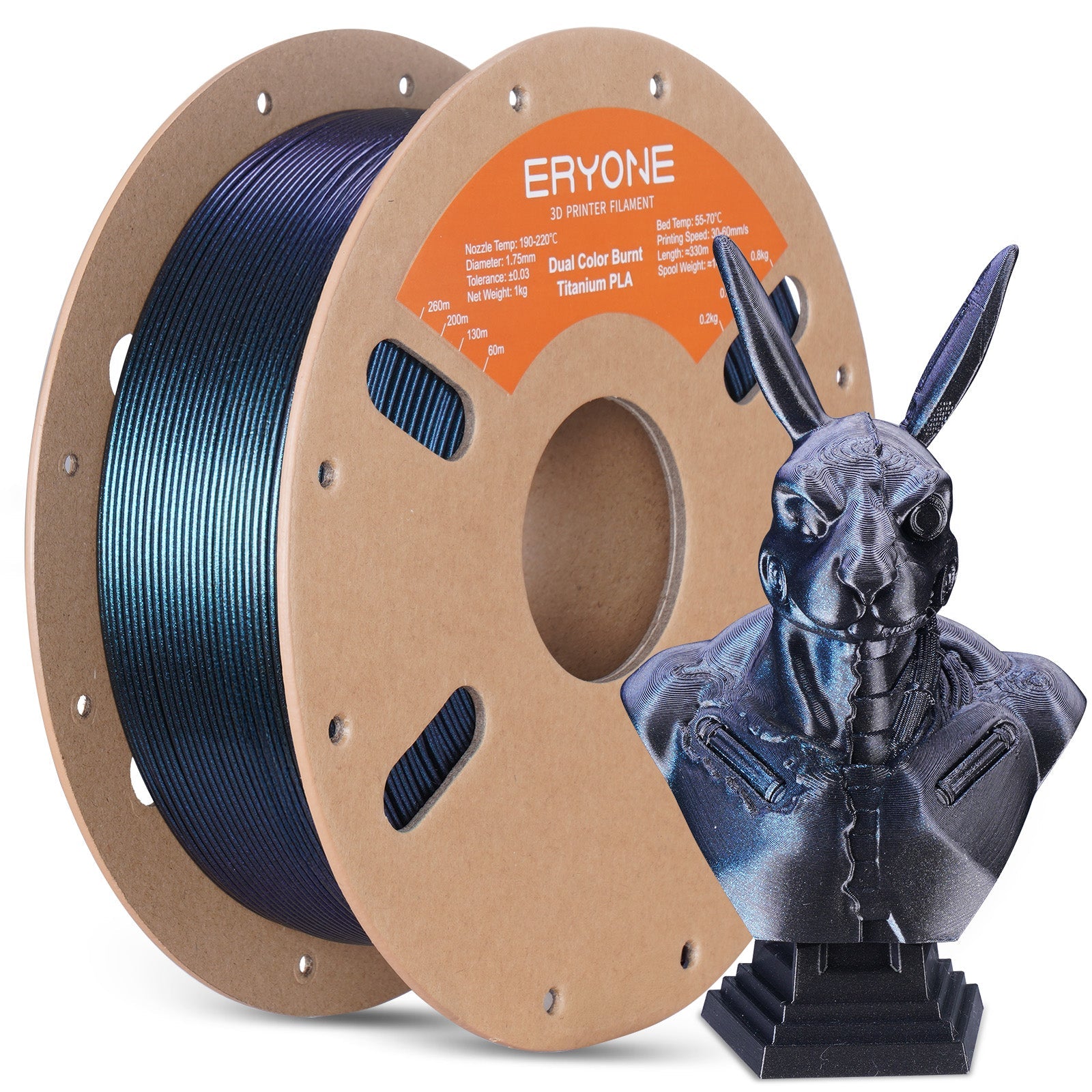 PLA Burnt Titanium Dual Filament - 1.75mm±0.03mm (1kg)