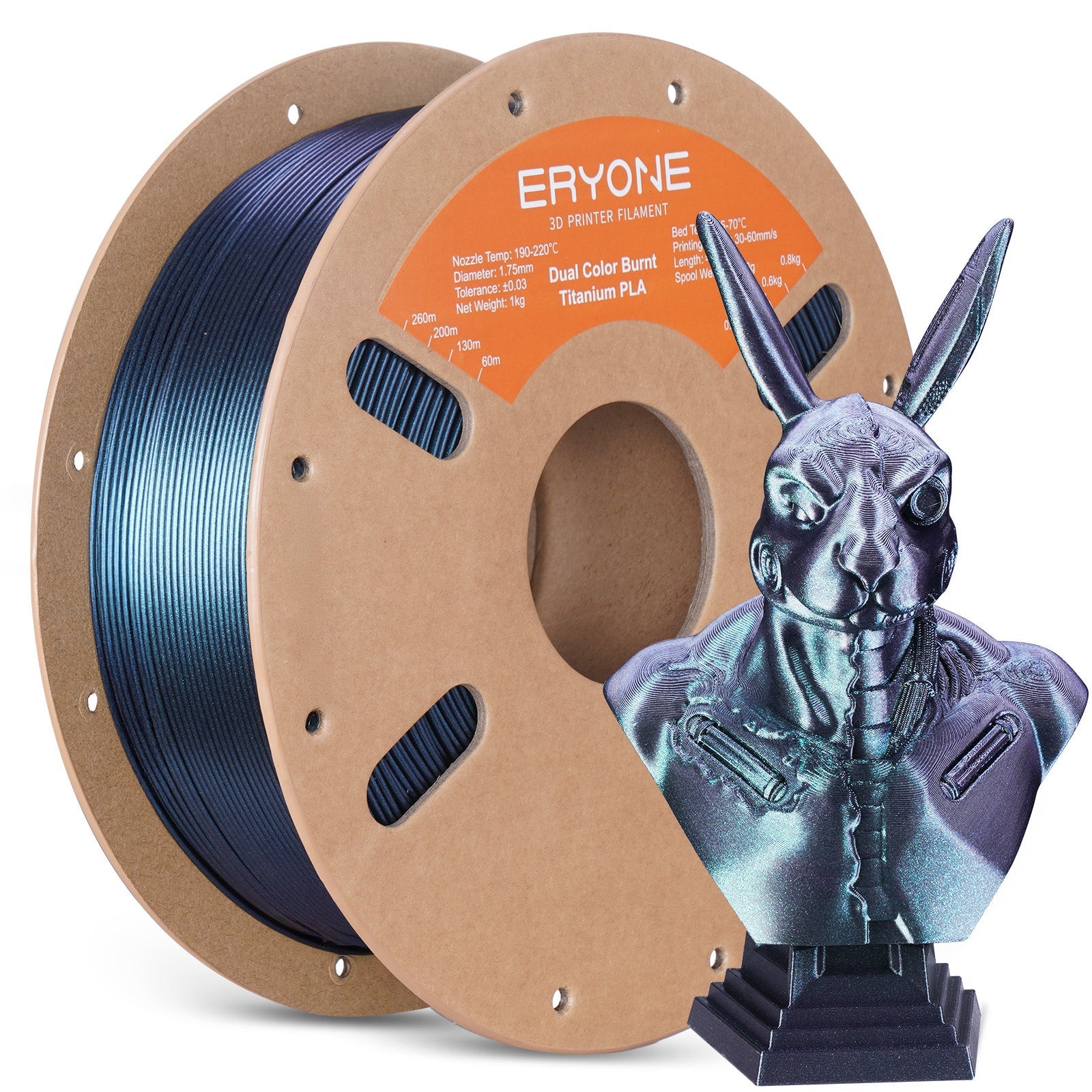 PLA Burnt Titanium Dual Filament - 1.75mm±0.03mm (1kg)