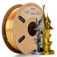 PLA  Silk Dual-Color Filament - 1.75mm±0.03mm (1kg) - Black & Dark Gold