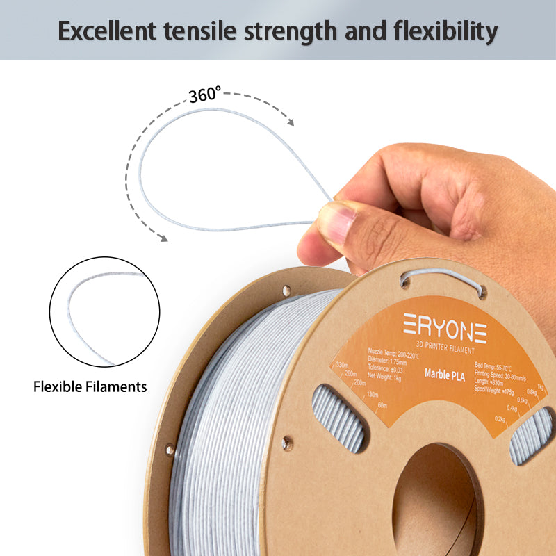ERYONE Filament PLA Marbre 1.75mm, Filament d'impression 3D PLA pour imprimante/stylet 3D FDM, 1kg 1 bobine