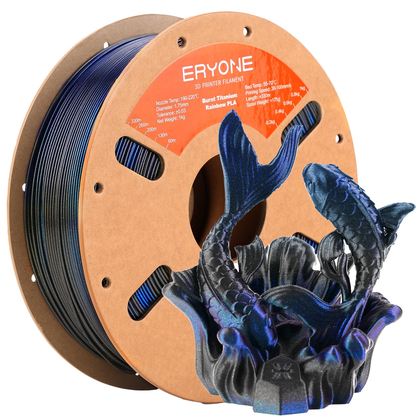 ERYONE PLA Burt Titanium 3D Printer Filament 1.75mm, Dimensional Accuracy +/- 0.05 mm 1kg (2.2LBS)/Spool