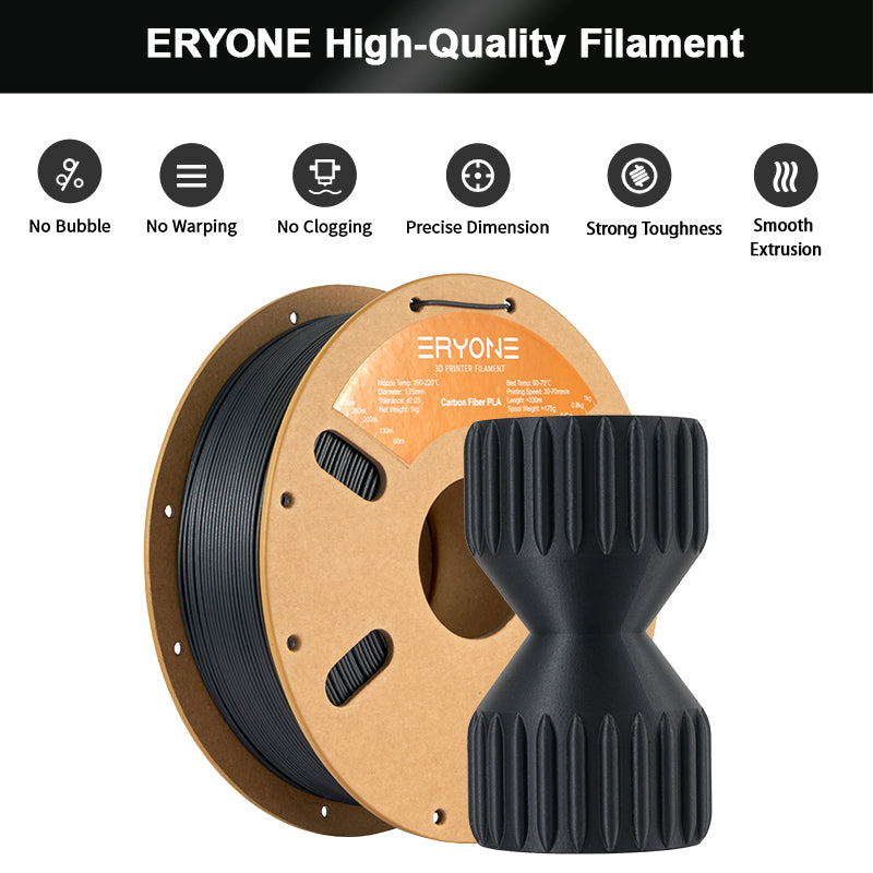 Filament pour imprimante 3D PLA en fibre de carbone ERYONE 1.75mm, précision dimensionnelle +/- 0.05 mm 1kg (2.2LBS)/Pool