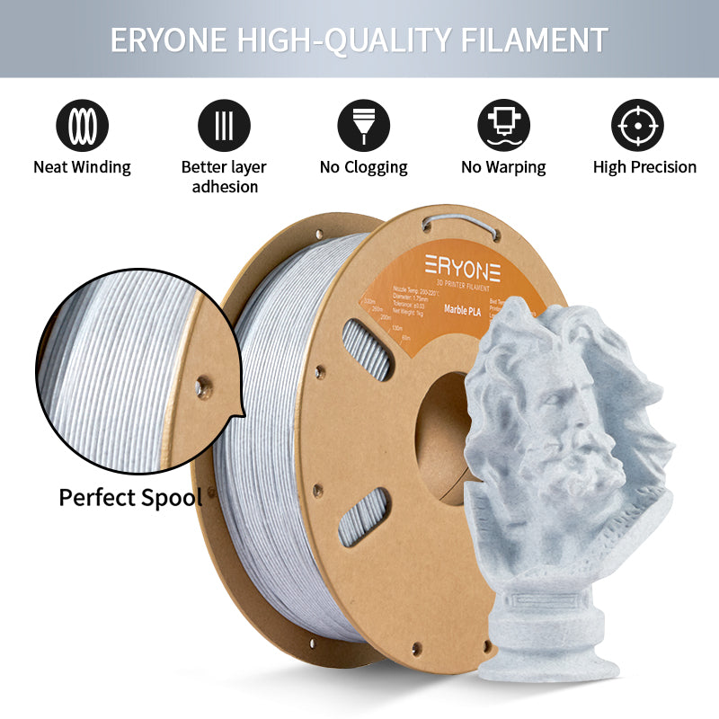 ERYONE Filament PLA Marbre 1.75mm, Filament d'impression 3D PLA pour imprimante/stylet 3D FDM, 1kg 1 bobine
