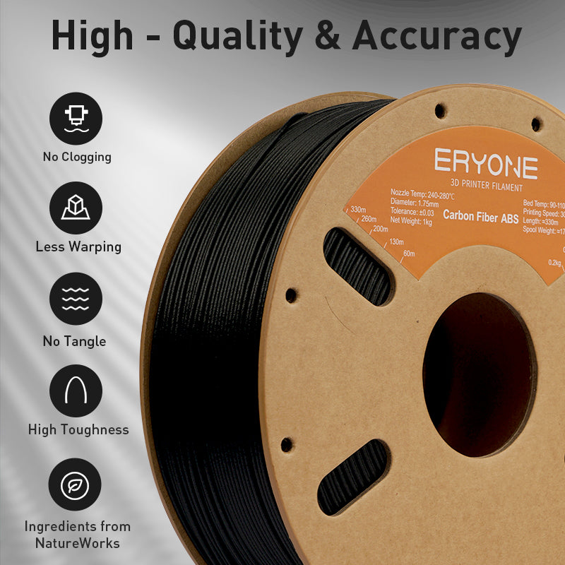 Filament ABS ERYONE pour imprimante 3D 1.75mm, précision dimensionnelle +/- 0.05 mm 1kg (2.2LBS)/Pool