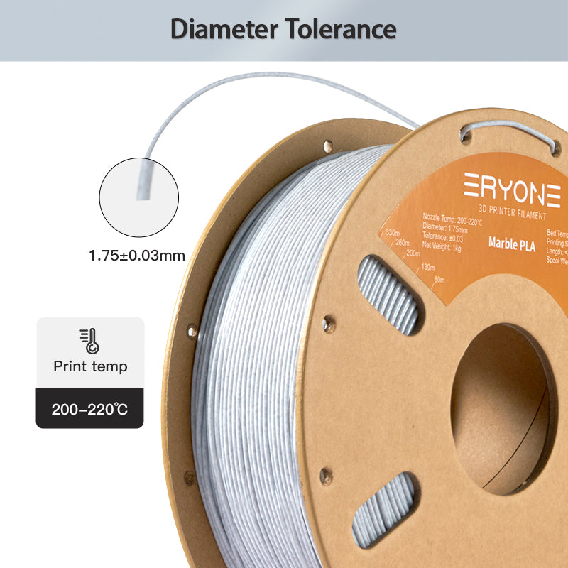 ERYONE Filament PLA Marbre 1.75mm, Filament d'impression 3D PLA pour imprimante/stylet 3D FDM, 1kg 1 bobine