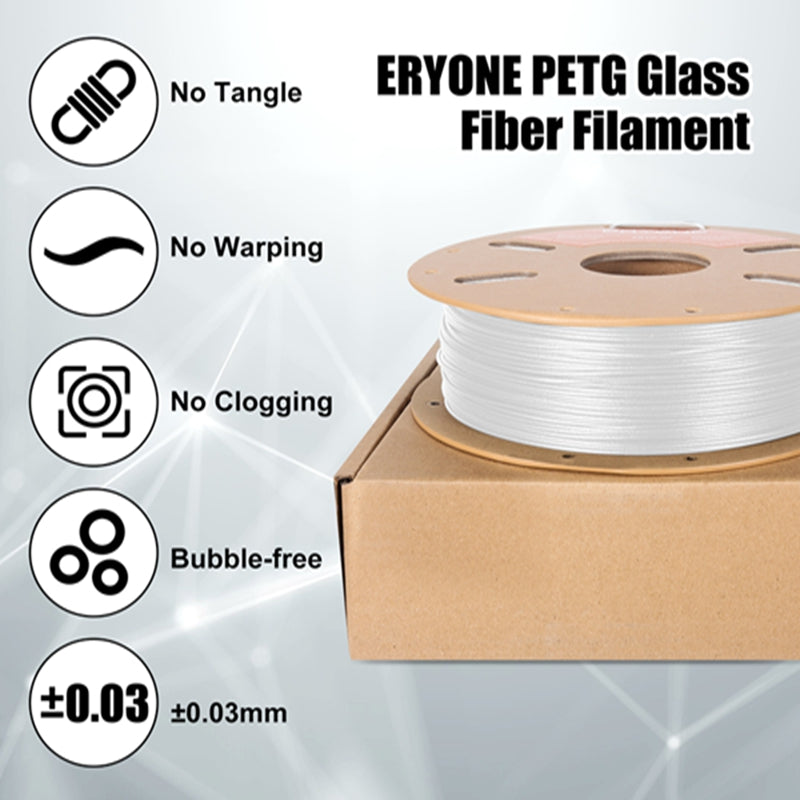 ERYONE PETG Fiberglass Filament, 1.75mm ±0.03mm Filament for 3D Printer, 1KG(2.2LBS)/ Spool