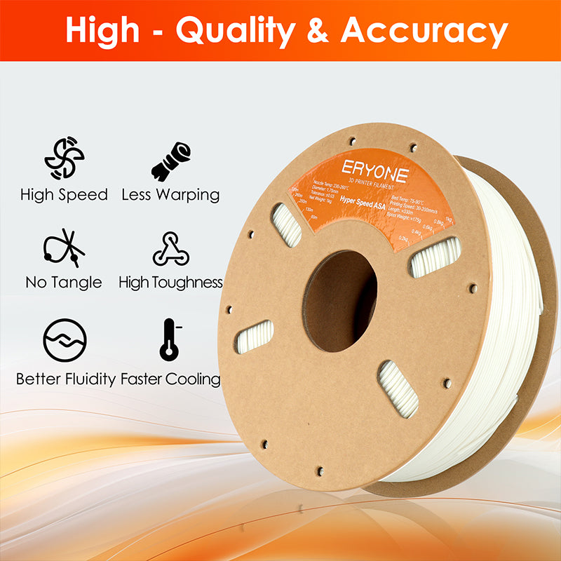 ERYONE High Speed ASA 3D Printer Filament 1.75mm, Dimensional Accuracy +/- 0.05 mm 1kg (2.2LBS)/Spool