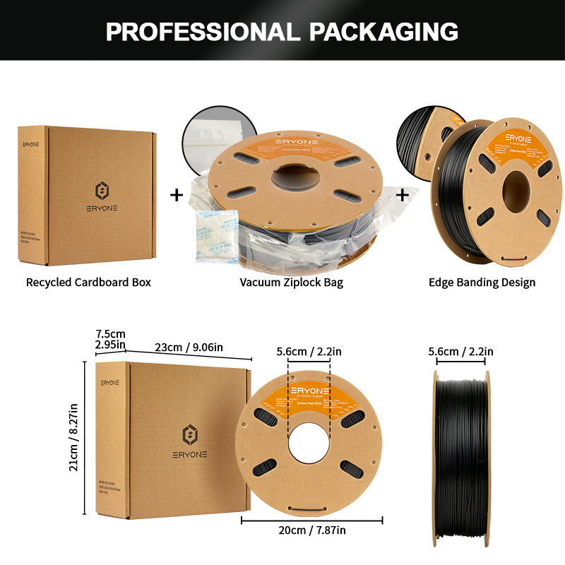 Filament pour imprimante 3D PETG en fibre de carbone ERYONE 1.75mm, précision dimensionnelle +/- 0.05 mm 1kg (2.2LBS)/Spool