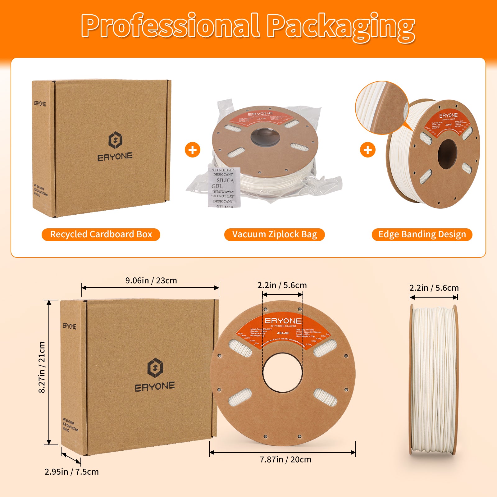 ERYONE ASA Fiberglass 3D Printer Filament 1.75mm, Dimensional Accuracy +/- 0.05 mm 1kg (2.2LBS)/Spool