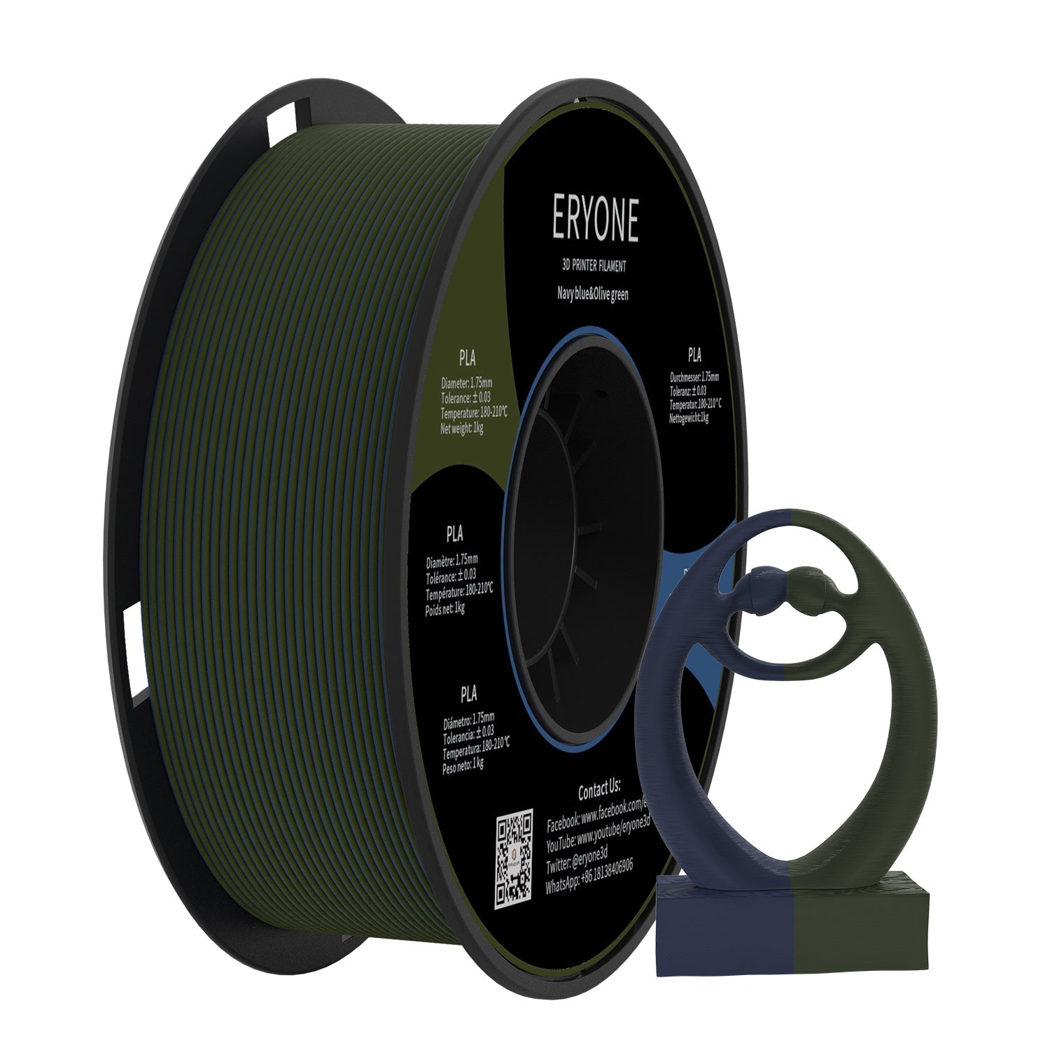 ERYONE 1kg (2.2LBS)/Spool 1.75mm Matte Dual-Color PLA Filament for 3D Printers,Accuracy +/- 0.03 mm
