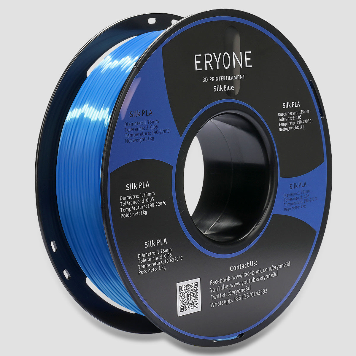 ERYONE Silk PLA Filament 1.75mm, Silky Shiny 3D Printing Material for 3D Printer and 3D Pen, 1kg 1 Spool, 1.75mm
