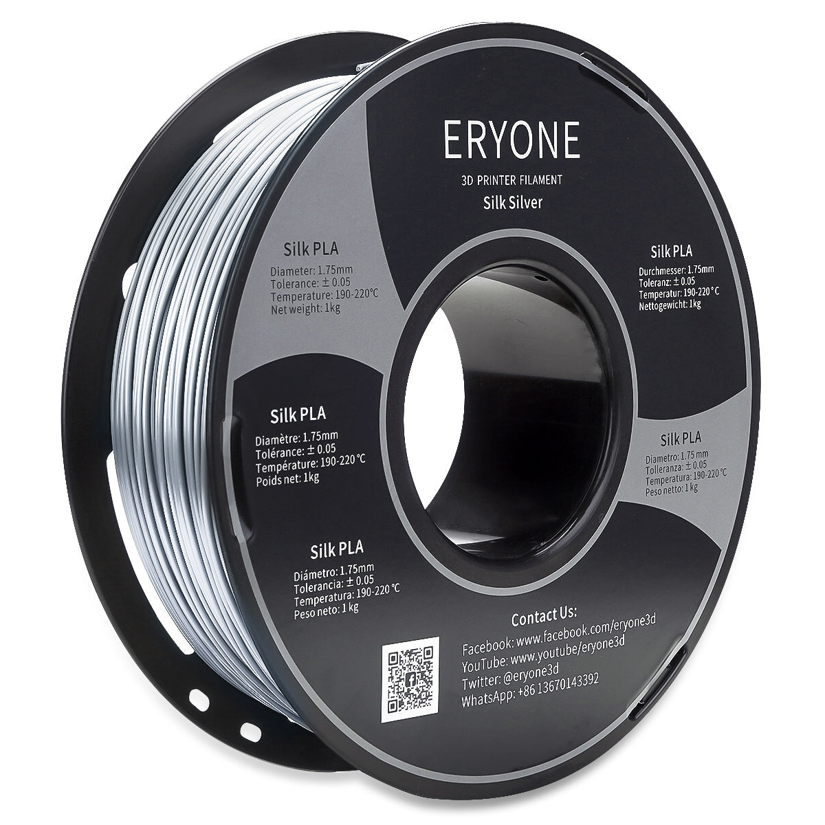 ERYONE Silk PLA Filament 1.75mm, Silky Shiny 3D Printing Material for 3D Printer and 3D Pen, 1kg 1 Spool, 1.75mm