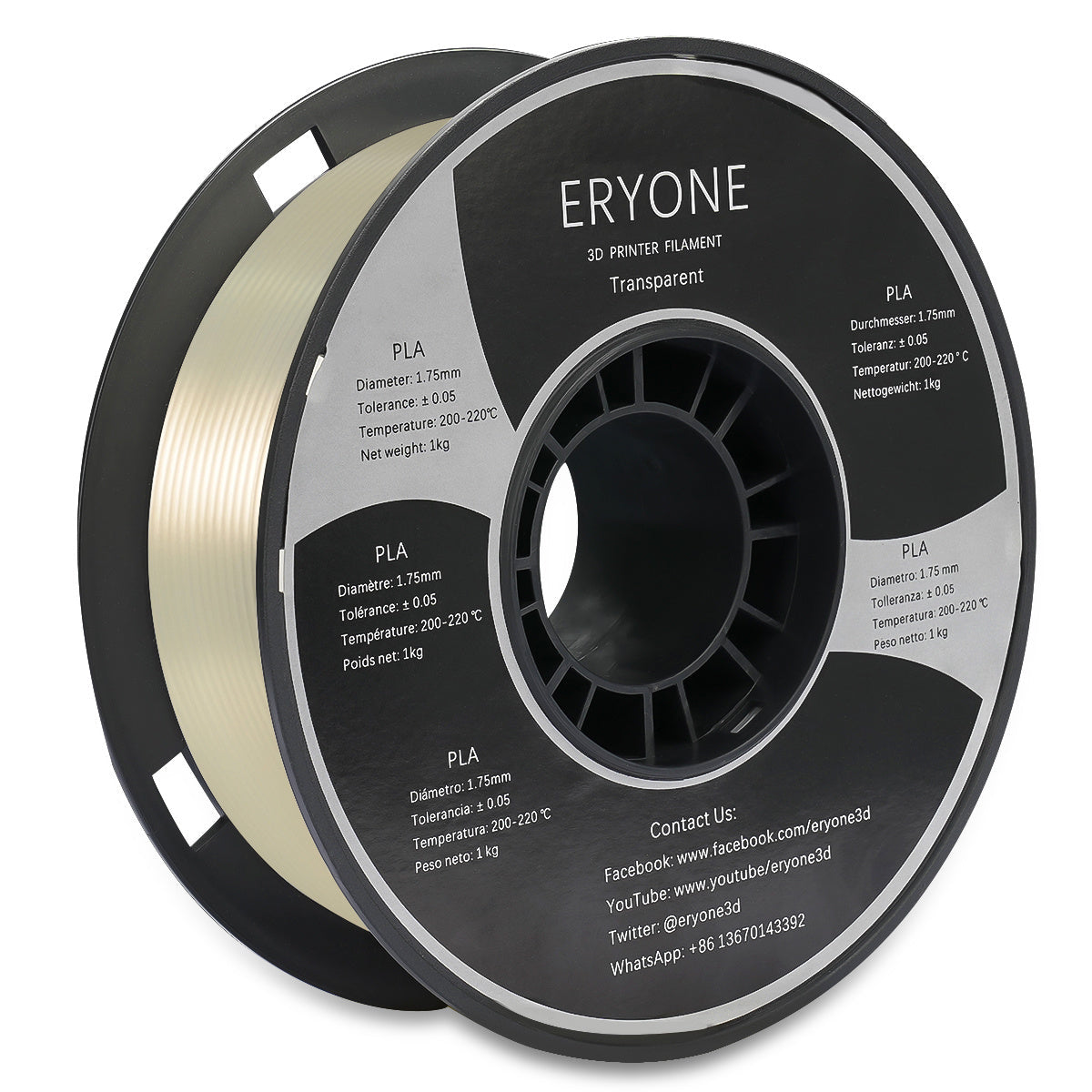 Filament pour imprimante 3D ERYONE PLA 1.75mm, précision dimensionnelle +/- 0.05 mm 1kg (2.2LBS)/Pool